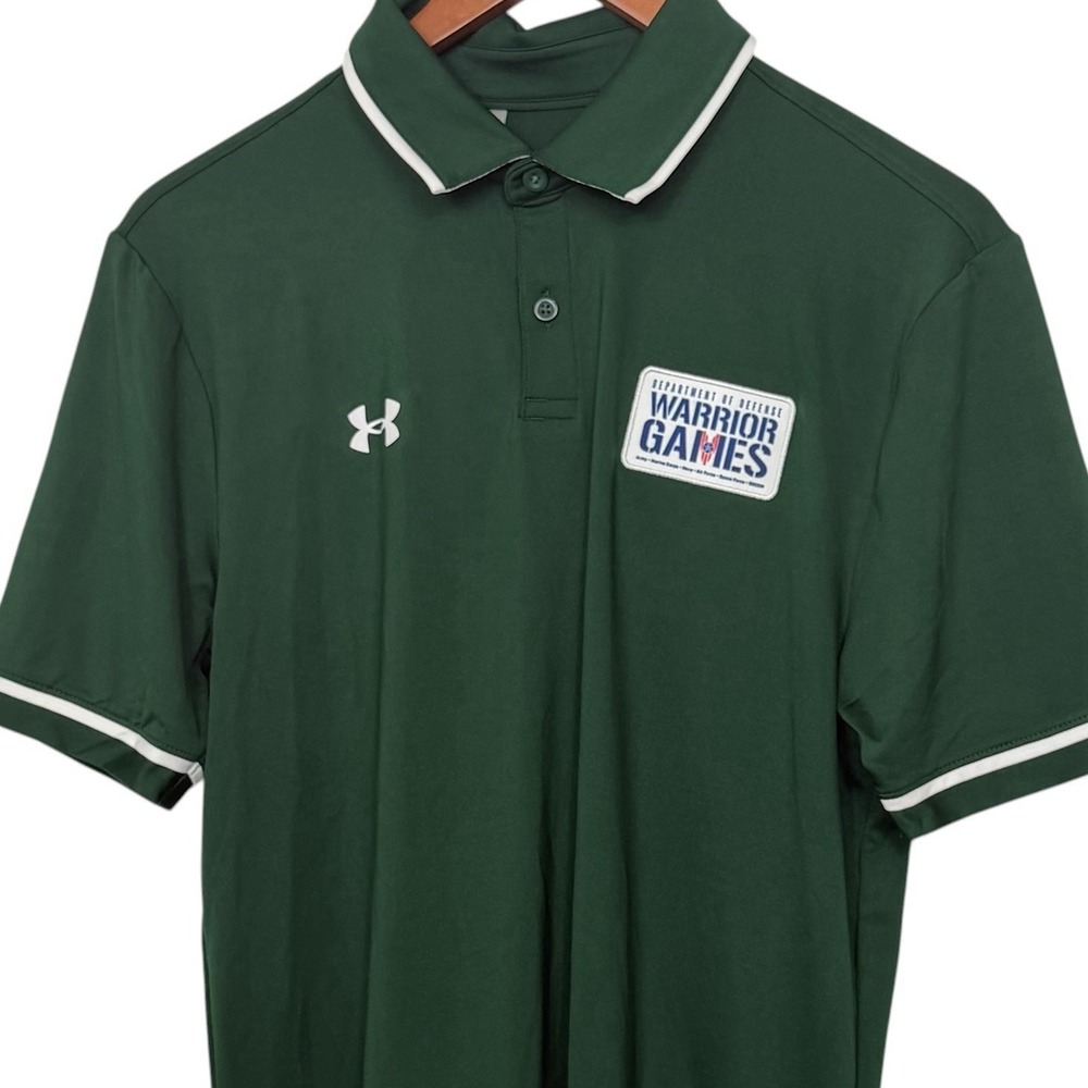 NWT‎ Under Armour Warrior Games Polo Shirt Mens Small Green Loose Fit Golf